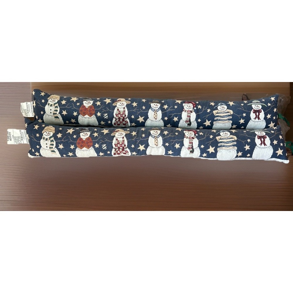 Vintage Christmas Winter Snowman Tapestry Door Draft Stoppers Country Lot Of 2